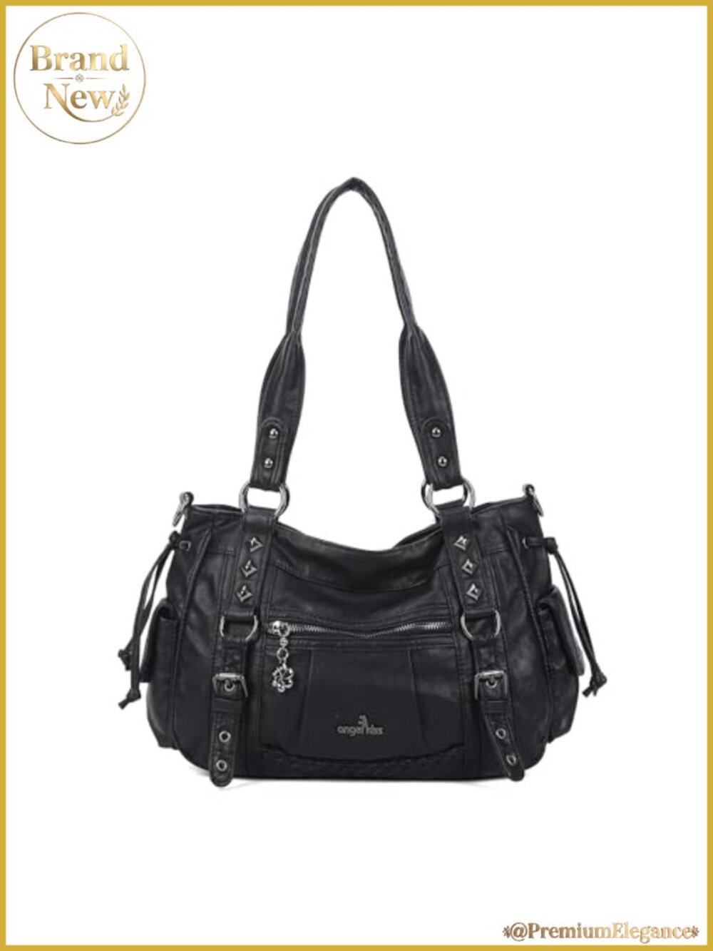 Vegan Leather Multi Pocket Retro Hobo Handbag Satchel Tote for Women
